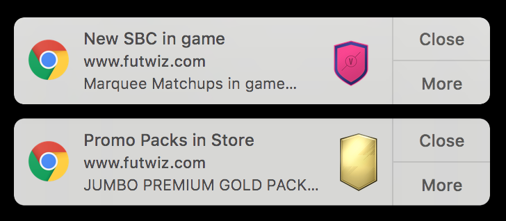 FUTWIZ Price Notifications SBCs and Packs