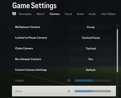 FC 24 Camera Settings