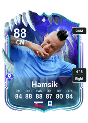 Marek Hamsik's FC26 Ultimate Team card - 88 OVR CM with 4-star skills, showing pace 84, shooting 88, passing 88, dribbling 87, defending 80, physicality 84