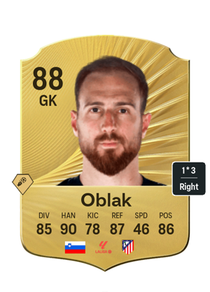 Jan Oblak EA FC26 Gold Rare - rated 88