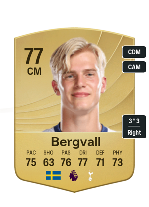 Lucas Bergvall EA FC26 Gold Common - rated 77