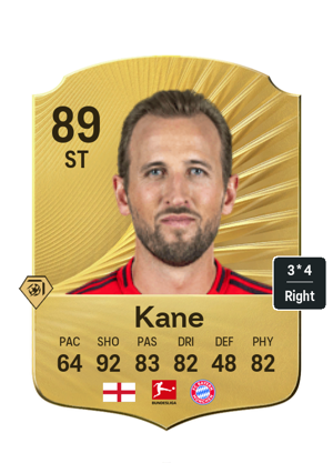 Harry Kane EA FC26 Gold Rare - rated 89