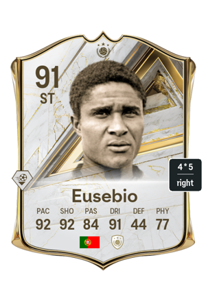 Eusebio 91 ST Icon FC 27 Price, In-Game Stats, Chemistry & Evolutions ...
