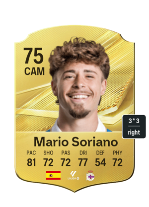 Mario Soriano 75 Gold FC 27 Price, In-Game Stats & PlayStyles | FUTWIZ